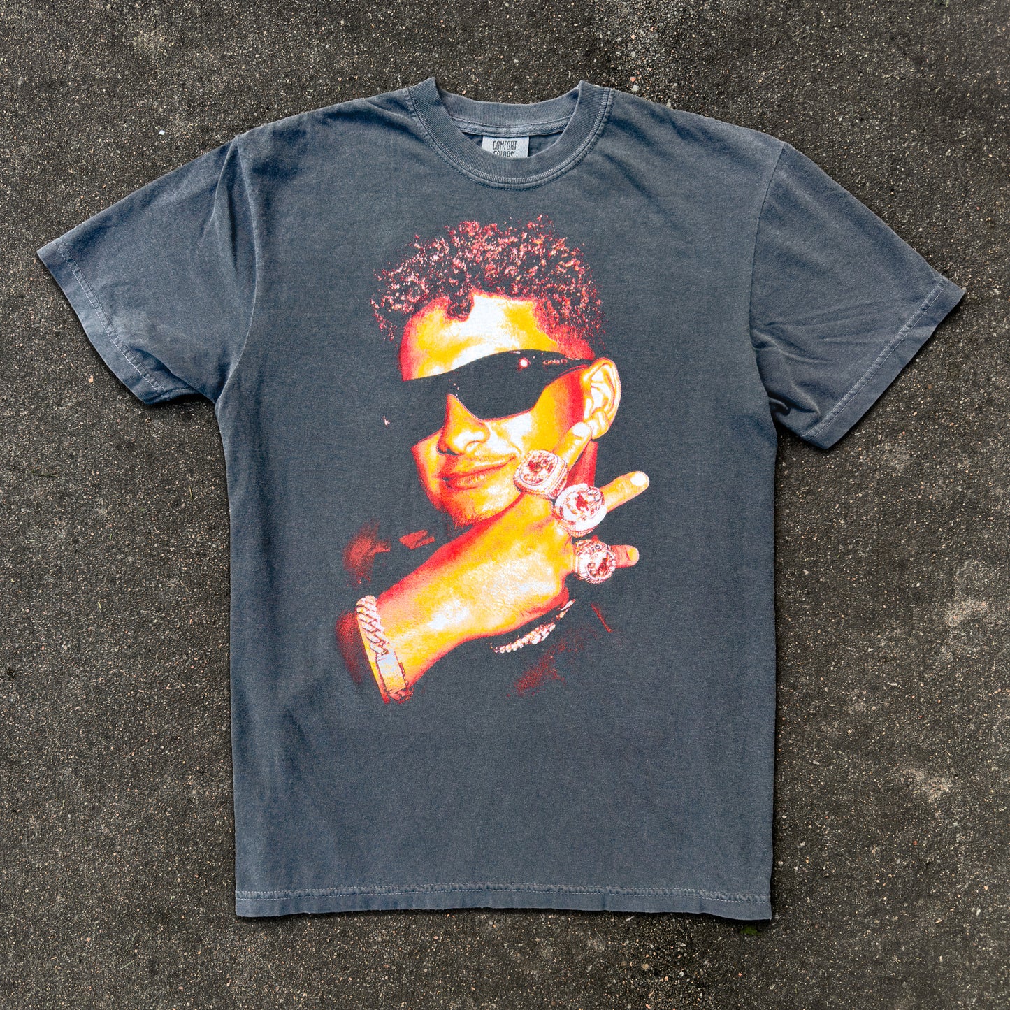 Pepper t-shirt with Patrick Mahomes and his 3 Super Bowl rings screen-printed graphic by Always Outside